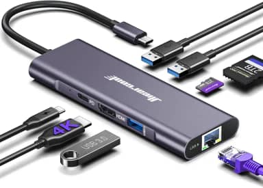 Hiearcool Hub USB C Ethernet, adaptador multiportas USBC 8 em 1, 4K @ 60 USB-C para HDMI tipo C Dock Dongle compatível com MacBook Pro Air iPad Dell Lenovo