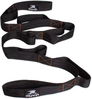 Fita de Alongamento Muvin - Faixa de Resistência Rígida - Não Elástica - 160cm Comprimento com 8 Alças de 15cm - Pilates - Yoga - Ginástica - Fisioterapia - Reabilitação - Treino em Casa - Fitness