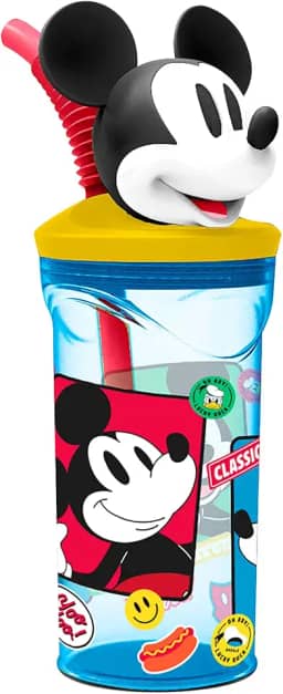 Tuut Copo 3D com Canudo Disney Mickey Mouse 360ml – Produto Oficial