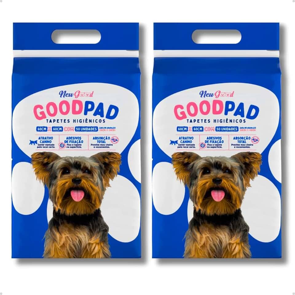 KIT 2 Pacotes Tapete Higiênico Good Pad para Cachorro 60cm x 60cm com 50 Unidades Sanitário Super Absorvente Antivazamento Alta Absorção Descartável Premium Atrativo