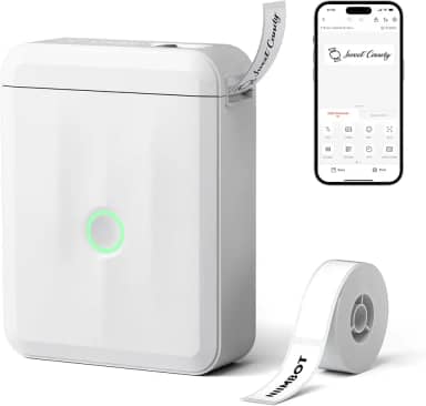 Minimáquina de etiquetar NIIMBOT D110 versão atualizada com fita, impressora térmica Bluetooth, etiquetadora de adesivos com vários modelos, organização de escritório, casa, cozinha, escola, branca