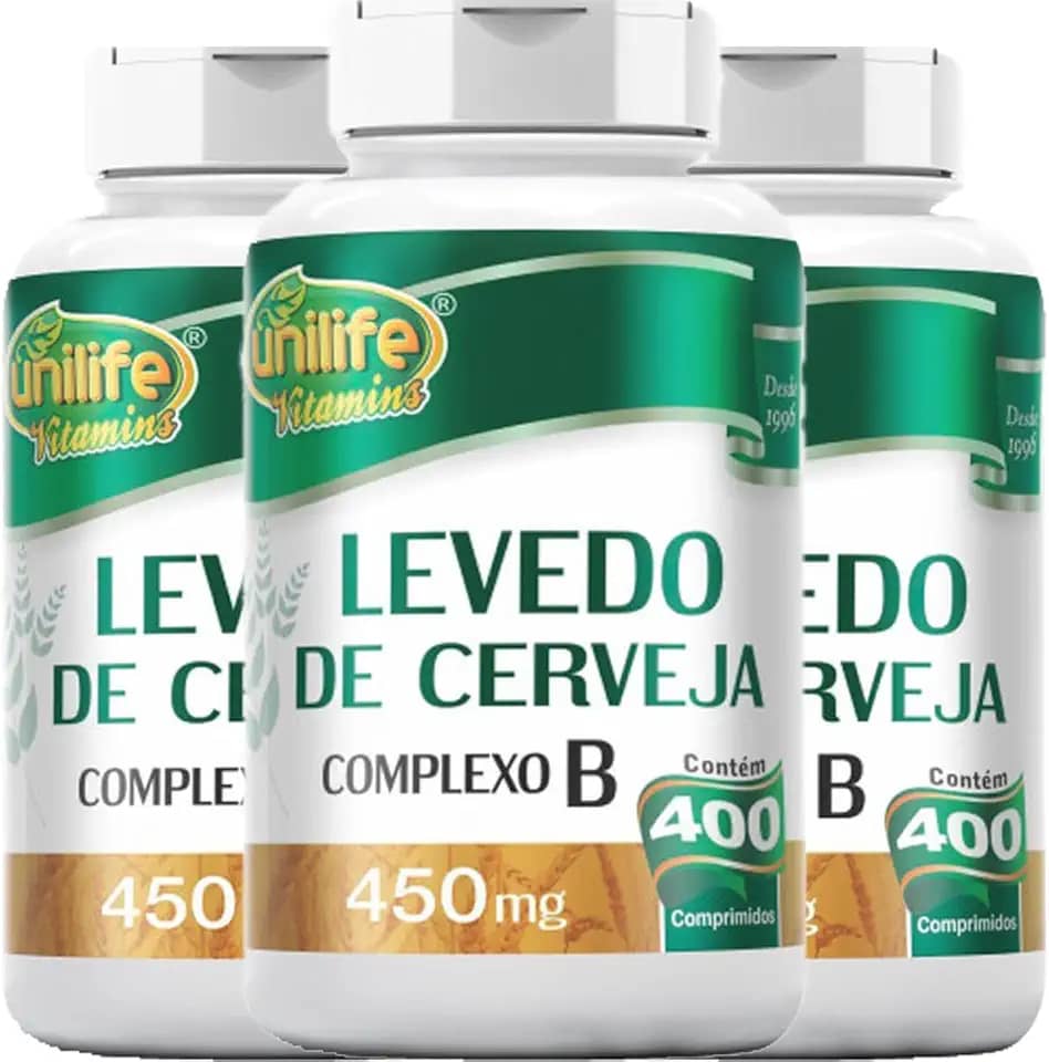 Kit 3 Levedo de cerveja complexo B 400 cápsulas Unilife
