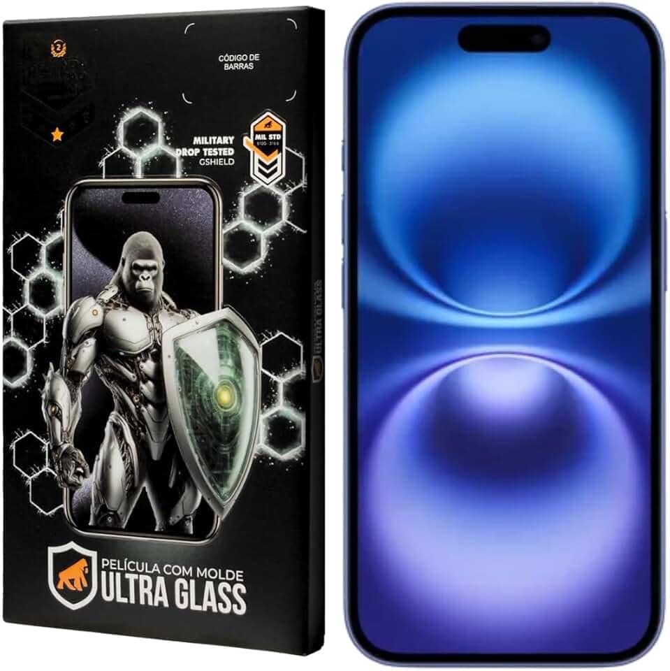 Gshield Película de Vidro Temperado Ionizado Anti-Reflexo Anti Impacto 100% de sensibilidade Tela Toda, Ultra Glass para (iPhone 16)