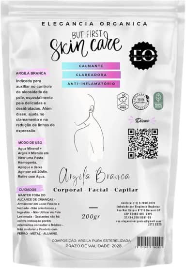 Argila Mascara Facial 100% Natural Em Pó 200gr Skincare Para Todos Os Tipos De Pele Hidratante clareadora