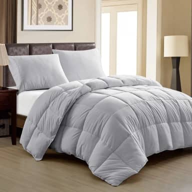 Edredom Toque de Plumas Dupla Face, Microfibra Plumage Liso Quadriculado (Silver, King)