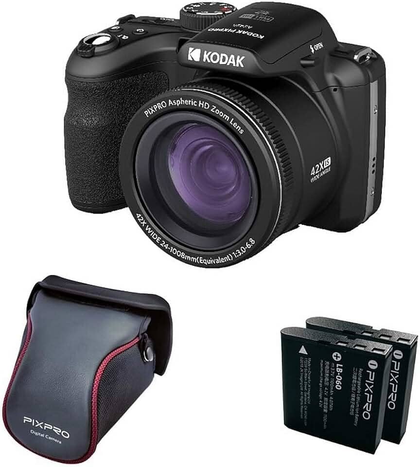 Kodak Câmera Digital Pixpro AZ426 (Kit com câmera AZ425 + 2 Baterias + Case) – 20MP, 42x Zoom Óptico, Full HD