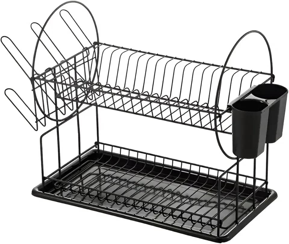Escorredor de Louça e Pia Duplo em Aço Inox Que Não Enferruja - Organizador para Pratos, Talheres e Copos