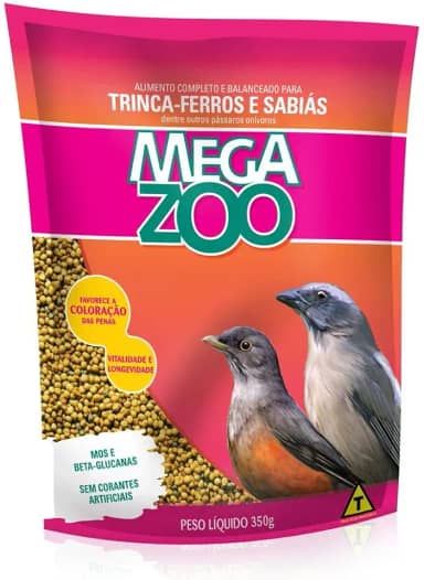 RAÇÃO MEGAZOO EXTRUSADA TRINCA-FERROS E SABIA (O20) 350G