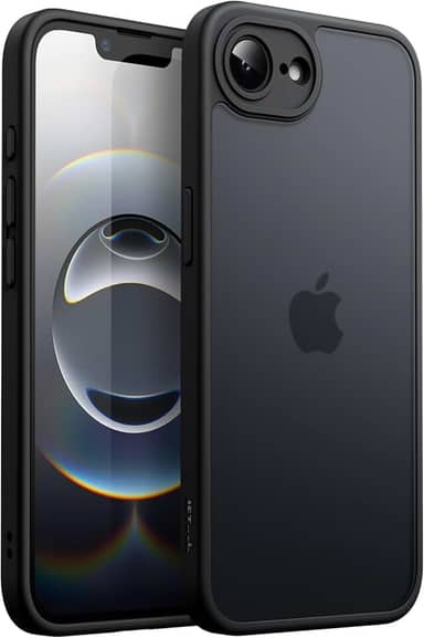 JETech Capa Matte para iPhone 16e 6,1 Polegadas 2025, Case Proteção Contra Quedas de Nível Militar à Prova de Choque, Capinha Traseira Translúcida Fosca, Anti-Impressão Digital (Preto)