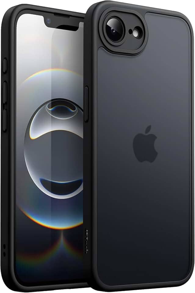 JETech Capa Matte para iPhone 16e 6,1 Polegadas 2025, Case Proteção Contra Quedas de Nível Militar à Prova de Choque, Capinha Traseira Translúcida Fosca, Anti-Impressão Digital (Preto)