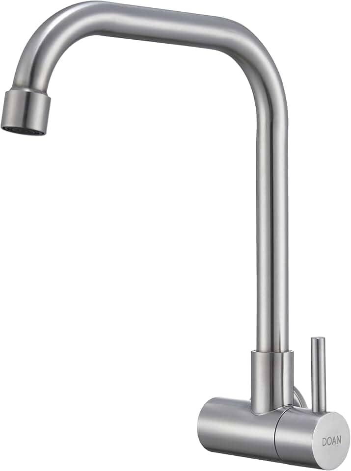 Torneira Inox Cozinha Giratória Parede Longa Nox16D