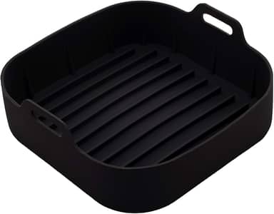 LYOR - Forma Quadrada de Silicone para Air Fryer Preta 16cm x 5,5Cm