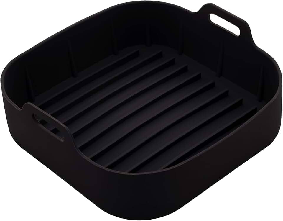 LYOR - Forma Quadrada de Silicone para Air Fryer Preta 16cm x 5,5Cm