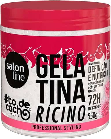 Salon Line, Gelatina Capilar, ToDeCacho, Óleo de Ricino, Definição e Nutrição, Vegana - Cabelos Ondulados, Cacheados e Crespos, 550 g