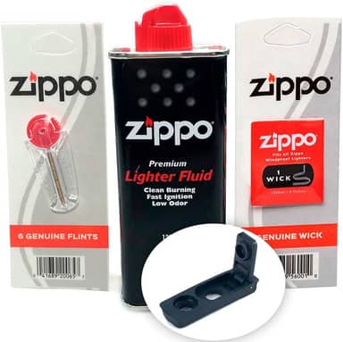 Kit Genuine Para Isqueiro Clássico com Fluido, Pedra (6), Pavio e Vedação Anti evaporação