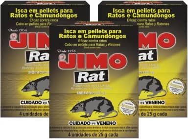 Jimo Rat Raticida Iscas para Ratos e Camundongos 12X25g Kit Com 3 Un Mata Rato Dedetização
