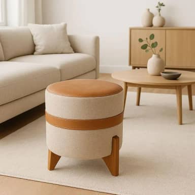 Puff Decorativo Estofado Sala Quarto Bancada Confortável Redondo Moderno Premium