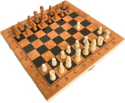 Jogo de Xadrez 3 em 1 Damas Gamão Tabuleiro Madeira Maleta Dobrável Portátil Brinquedo Educativo Infantil Peças