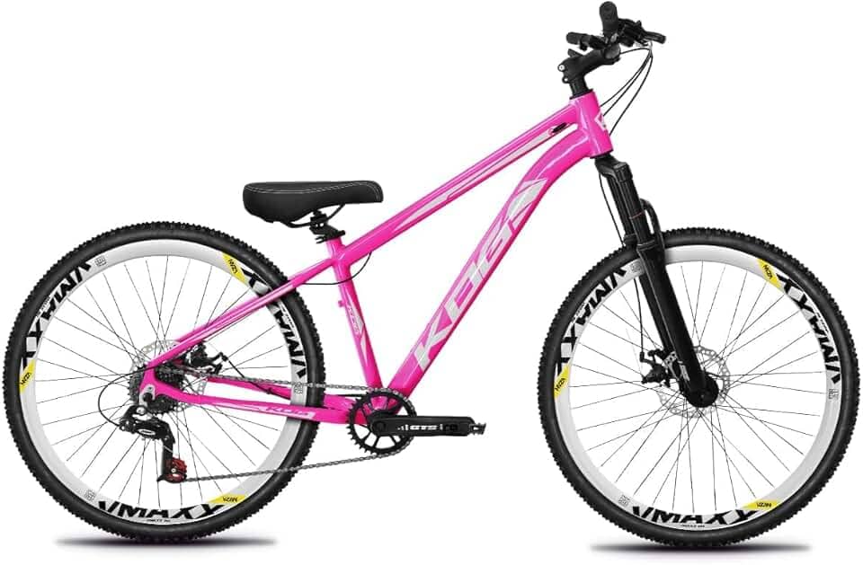 Bicicleta Aro 26 KOG Freeride 1x7 – Estilo Grau, Suspensão 29”, Freios a Disco, Aros Vmaxx Neon – Bike Urbana de Alta Performance, Rosa Chiclete