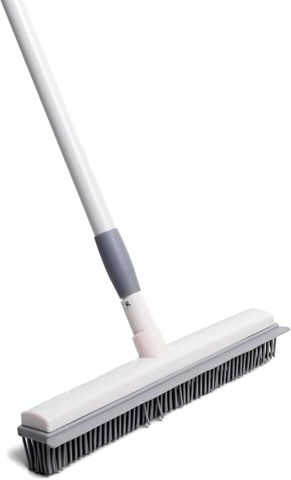 Simplo - Vassoura Emborrachada com Rodo Multiuso 2 em 1 Varre, Seca e Tira Pelos de Carpetes e Tapetes Limpa Pisos e Vidros