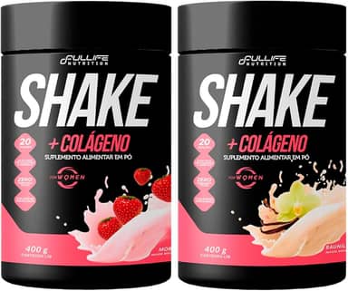 Shake Substituto de Refeição Zero Açúcar Com Colágeno Fullife 400g 2 Unidades (400g, Baunilha e Morango)