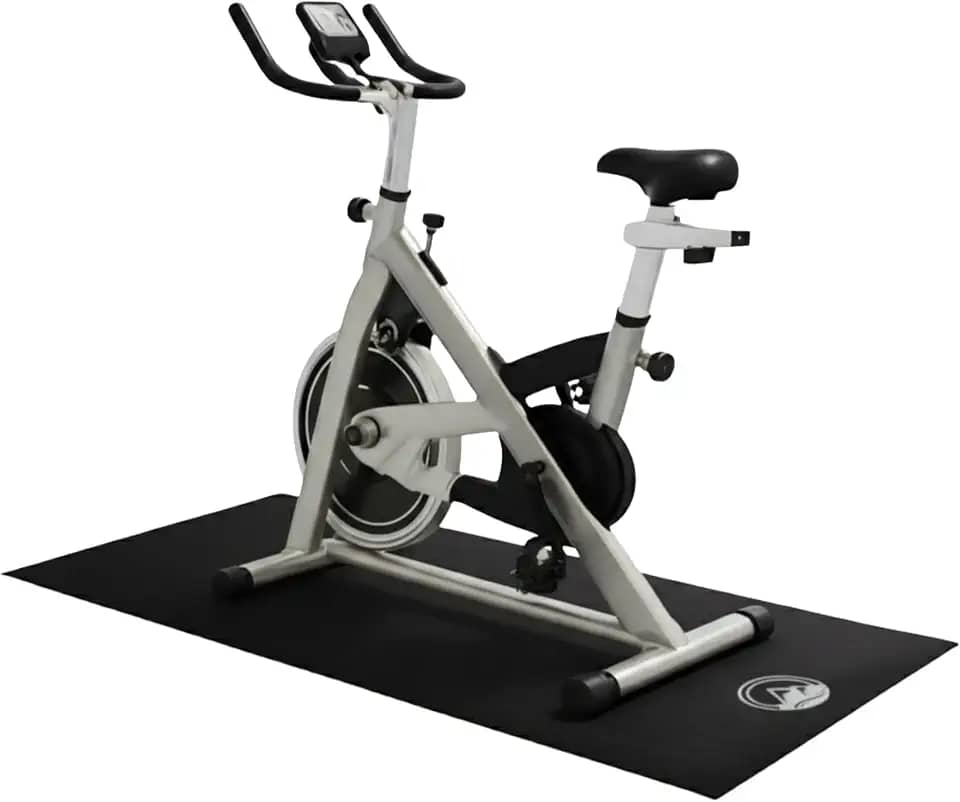 Tapete de bicicleta ergométrica – Tapete antiderrapante impermeável para ciclismo interno ou esteira – Tapete de treino multiuso com redução de ruído da Wakeman, preto