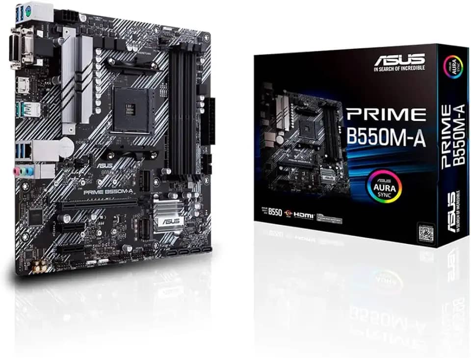 Placa Mãe Asus PRIME B550M-A (AM4/DDR4/VGA/DVI-D/HDMI/M.2/USB3.2)