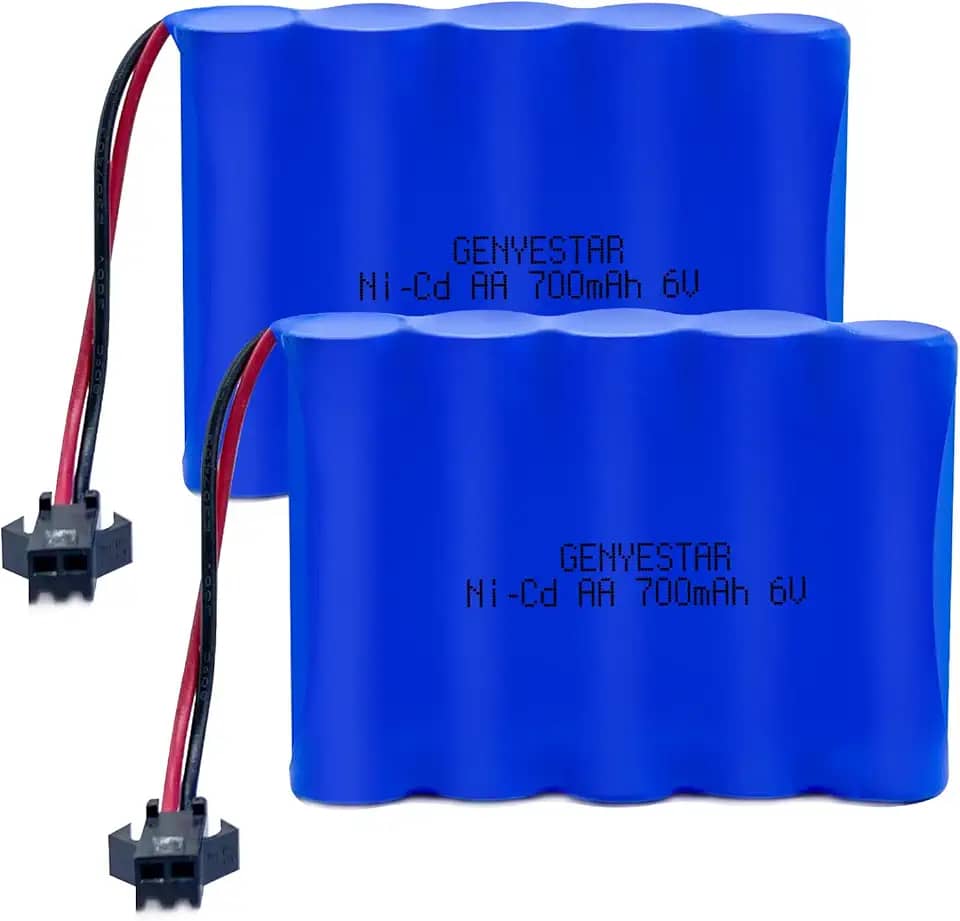 Pacote com 2 baterias AA recarregáveis Ni-cd de 6,0 V 700 mAh para escavadeira RC de 11 canais, caminhão, dublê anfíbio, veículos de RC (plugue SM2P e 2 cabos de carregador USB)