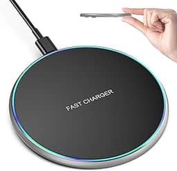 Carregador sem fio compatível com iPhone 16 15 14 13 12 11 Pro Max/Mini/Plus/XR/X/8, 15W Max Fast Wireless Pad Mat para Samsung Galaxy S23/S22/S21/S20/S10, Galaxy Buds