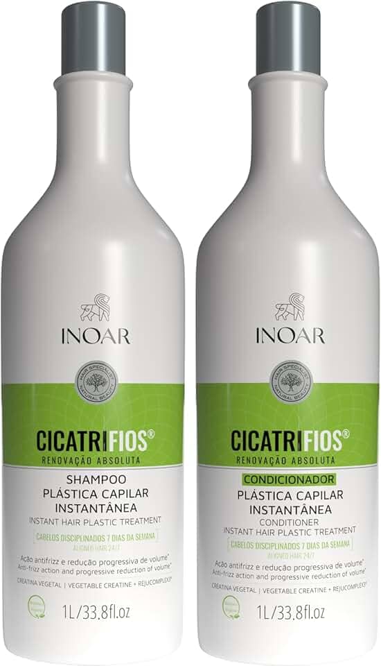 Inoar, Kit CicatriFios Plástica Capilar – Shampoo e Condicionador 2x1L, Redução de Frizz, Brilho Intenso, Hidratação Profunda, Proteção Térmica e Volume Controlado