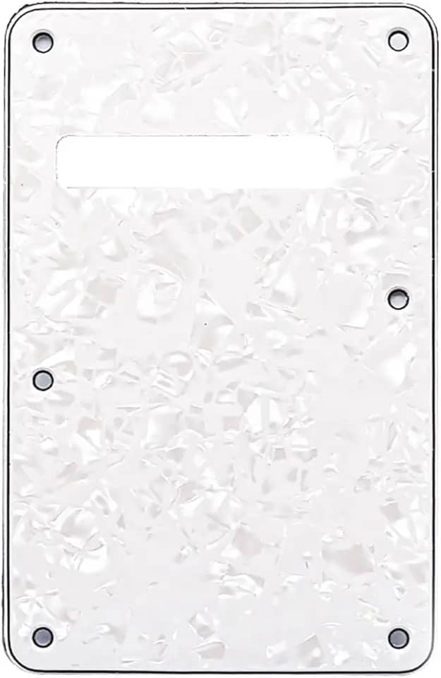 6 furos PVC Strat placa traseira Tremolo Trem Cavity Cover para Fender EUA/Mexican Standard Stratocaster guitarra elétrica estilo moderno, pérola branca - 4ply