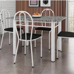 Conjunto Mesa e 4 Cadeiras Monique Artefamol Branco/preto