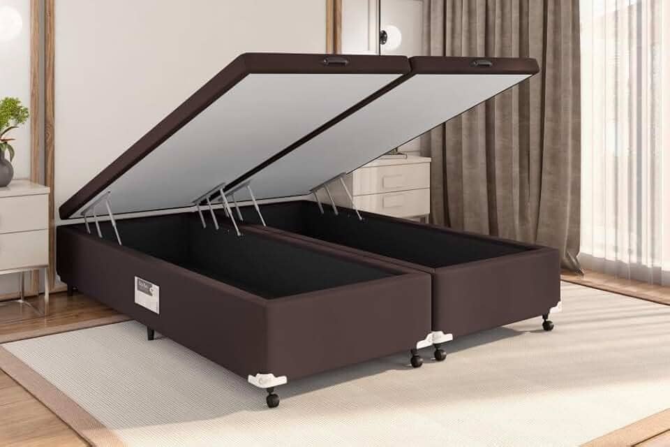Box Baú Castor Queen Marrom 158x198x35cm