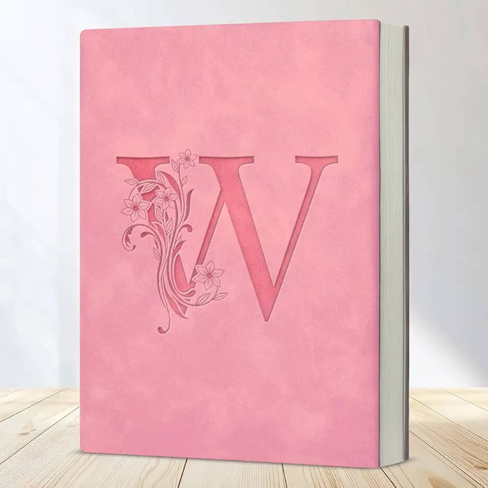 Caderno com letra inicial W, diário personalizado, monograma, presentes para mulheres, formatura, aniversário