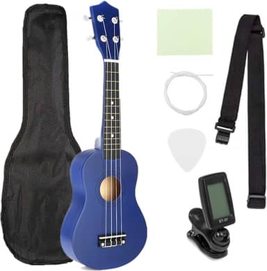 Ukulele Ukulele Ukulele Soprano 4 Cordas Guitarra Havaiana Basswood Guitarra Uke Presente Infantil Instrumentos Musicais para Música Ukuleles Iniciantes (Cor: Azul)