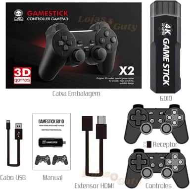 Controlr sem fio HD,GD10 Game Stick embutido 40000 jogos 128GB 2.4G controlr sem fio HD console de videogame retrô 4k HD console de videogame