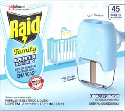 Raid Repelente Eletrico Líquido Family, 45 Noites, 1 Aparelho e 1 Refil de 32,9ml