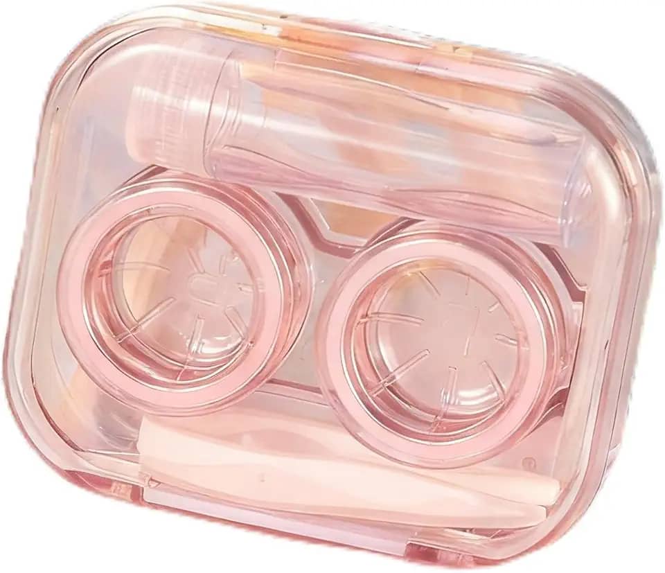 Conjunto de 2 capas de lentes de contato, itens essenciais de viagem com kit de ferramentas de remoção e frasco de solução, caixa de armazenamento de lentes de contato transparente (estilo 1)