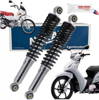 Combo Par Amortecedor Traseiro Biz 100 110 125 e C100 e Pop 100 e 110 1998 a 2023 Nakata e Graxa