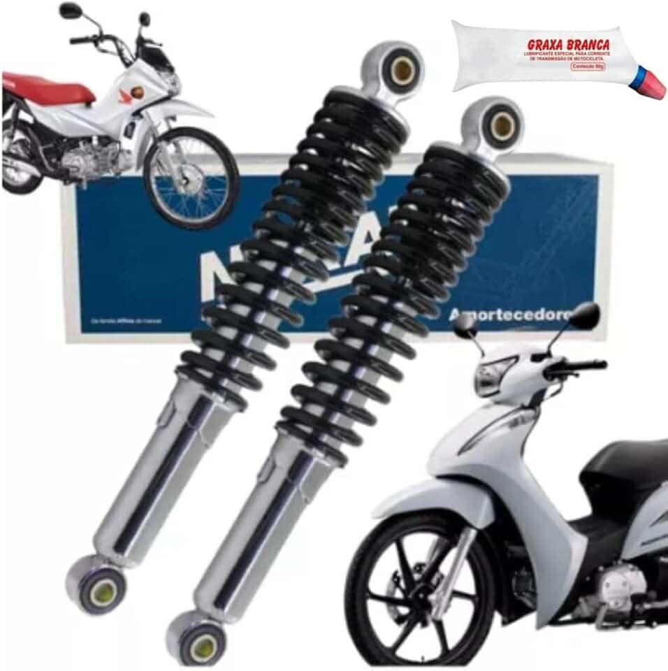 Combo Par Amortecedor Traseiro Biz 100 110 125 e C100 e Pop 100 e 110 1998 a 2023 Nakata e Graxa