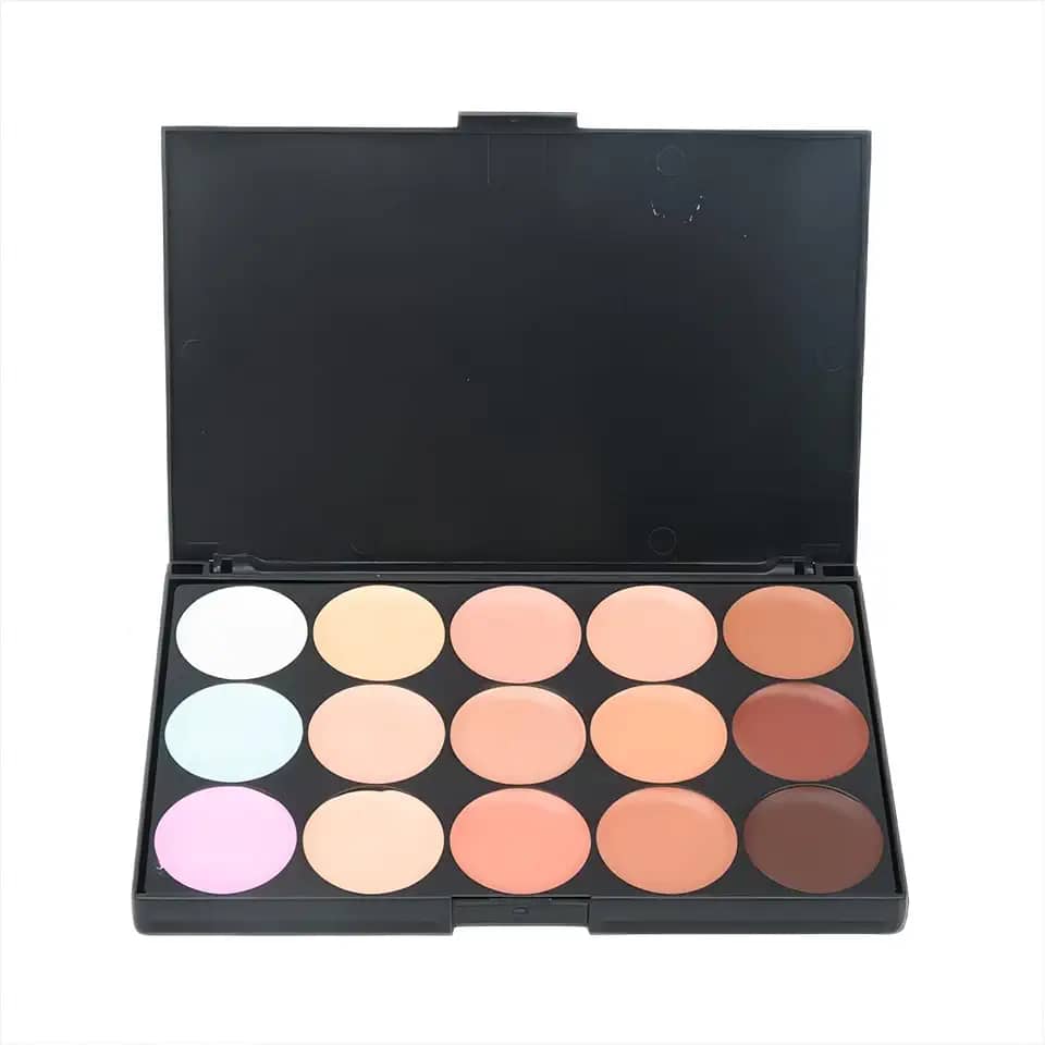 Conjunto de maquiagem com 15 cores para base de corretivo e iluminador - base de contorno/paleta de corretivo - vegano, sem animais e hipoalergênico (z15-01)
