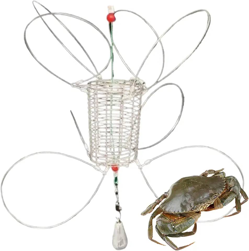 Tarolas de caranguejo para varas de pesca, gancho Dungeness com 8 anéis - Tarola de camarão de água salgada à prova de fuga para lagostim, cais, pesca no gelo, caiaque, lagosta em alto mar