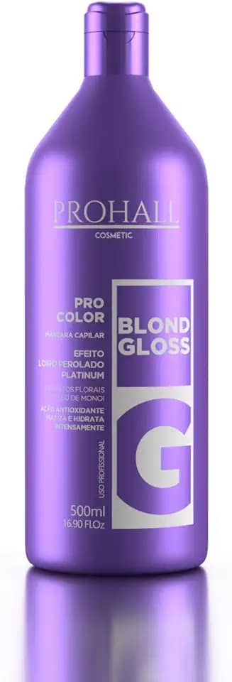 Máscara Matizadora Prohall Blond Gloss - Loiro Perolado, Neutraliza Amarelo, Hidratação Profunda, 500ml