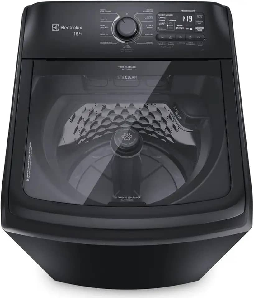 Máquina de Lavar Electrolux 18Kg Preta Expert Tripla Filtragem e Jatos Poderosos (LEB18) - 220V