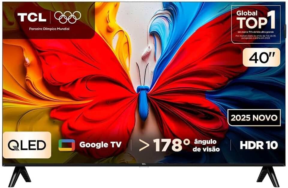 Smart TV TCL 40 Polegadas Full HD QLED S5K WiFi Bluetooth Google TV 2 HDMI HDR10 Dolby Audio 40S5K