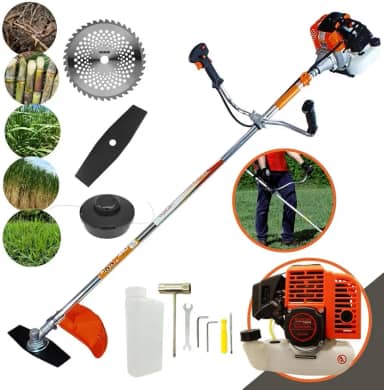 Kit Roçadeira Profissional Para Jardinagem Vr430s Vulcan á Gasolina Motor 2 Tempos 43cc 1,7hp Forte e Econômica com Faca 2 Pontas + Faca Circular de Vídia Ns05 40 Dentes