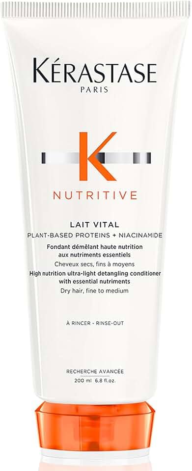 Kérastase Nutritive Lait Vital Condicionador, Para Cabelos Secos e Finos, Nutrição Intensa e Hidratação por 72h, Desembaraça e Suaviza os Fios, 200ml