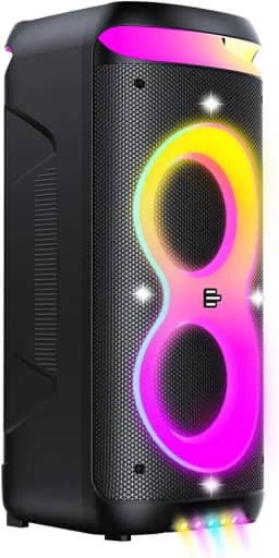 Caixa de Som Pulsebox 3 Double 8, 1400W, Extreme Bass, Cores RGB, Bluetooth 5.3 Rápida Conexão, Entrada Auxiliar, P10, Rádio FM, Preto - SP511