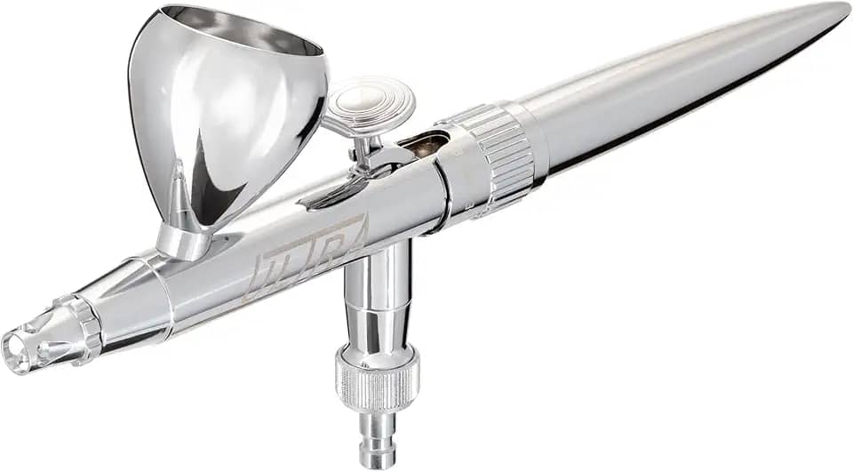 Harder & Steenbeck Airbrush – Ultra 2024 I Conjunto de pintura de aerógrafo de dupla ação alemã com alimentação por gravidade I bocal autocentrante de 0,45 mm I copo de tinta de 5 ml I 120231