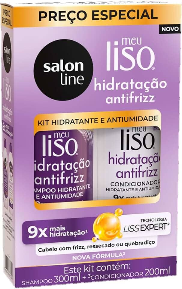 Salon Line, Kit Shampoo e Condicionador, Meu Liso Antifrizz, Vegano - Para Cabelos Lisos, 2 Unidades